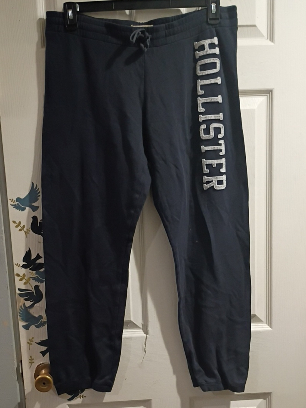 Hollister Dark Navy Joggers with White Logo